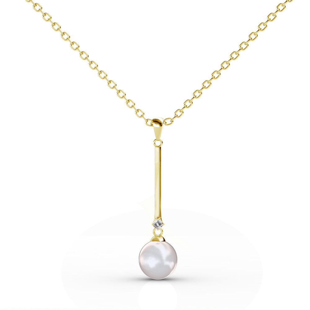 Tatum 18k White Gold Plated Dangle Pearl Pendant Necklace