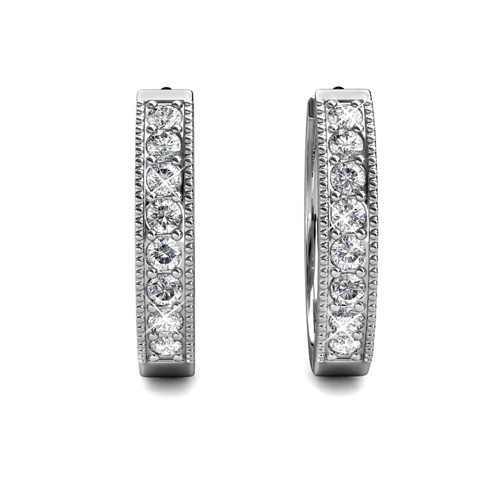 Lydia 18k White Gold Plated 16mm Hoop Earrings with Swarovski Crystals