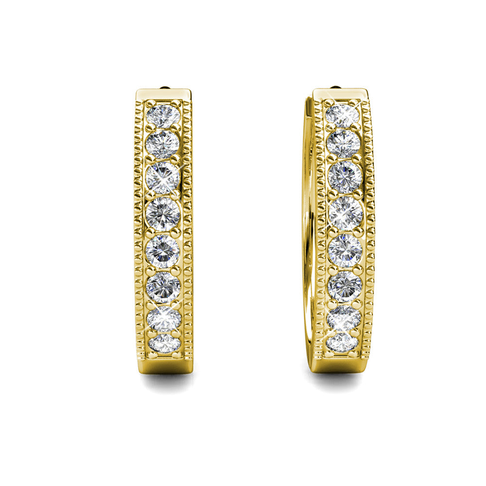 Lydia 18k White Gold Plated 16mm Hoop Earrings with Swarovski Crystals