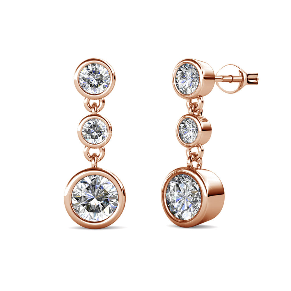 Bailey 18k White Gold Plated Dangle Stud Earrings with Swarovski Crystals