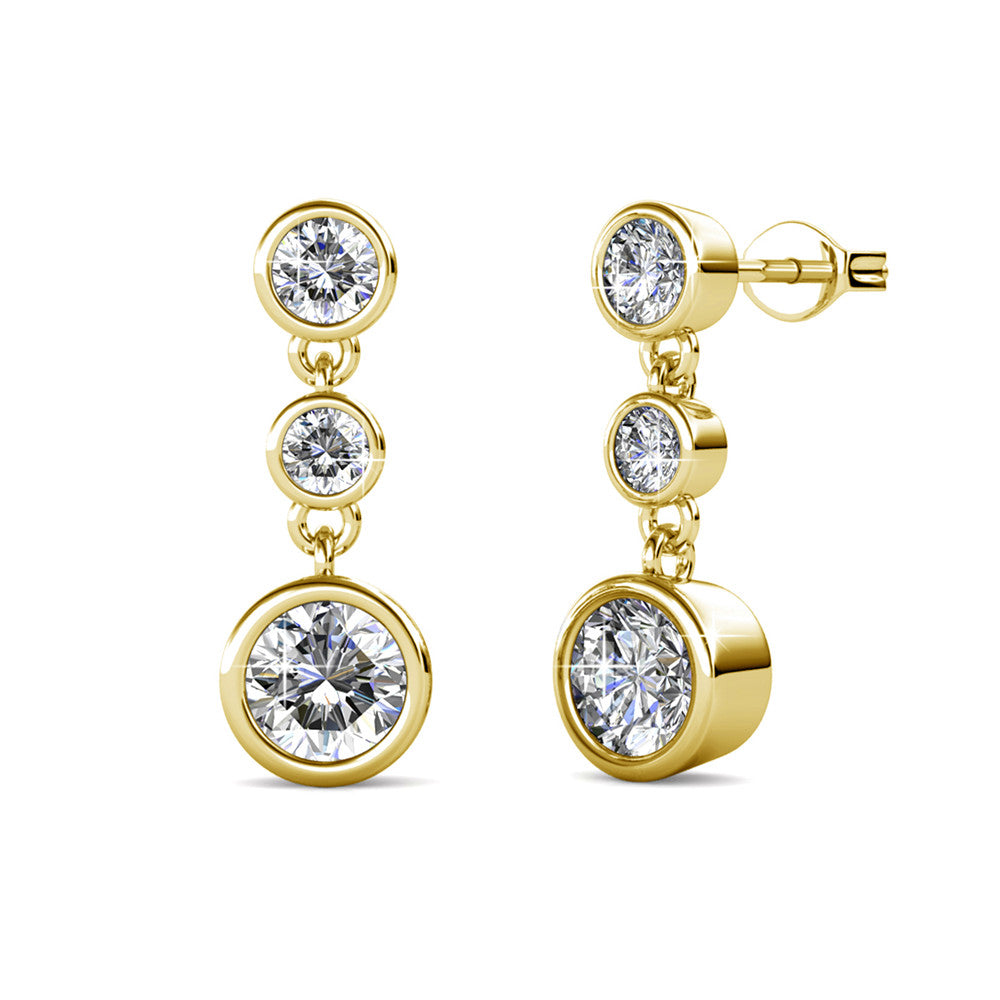 Bailey 18k White Gold Plated Dangle Stud Earrings with Swarovski Crystals