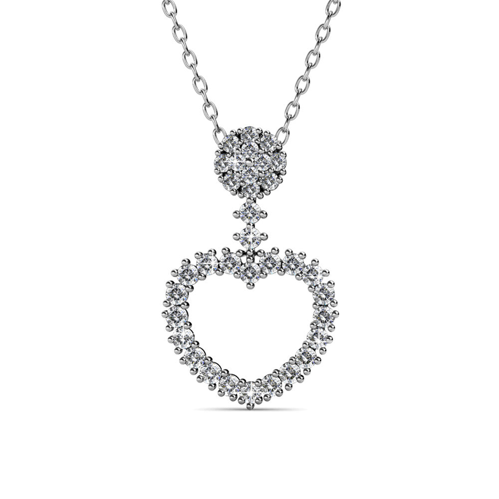 Brynn 18k White Gold Plated Heart Pendant Necklace with Swarovski Crystals