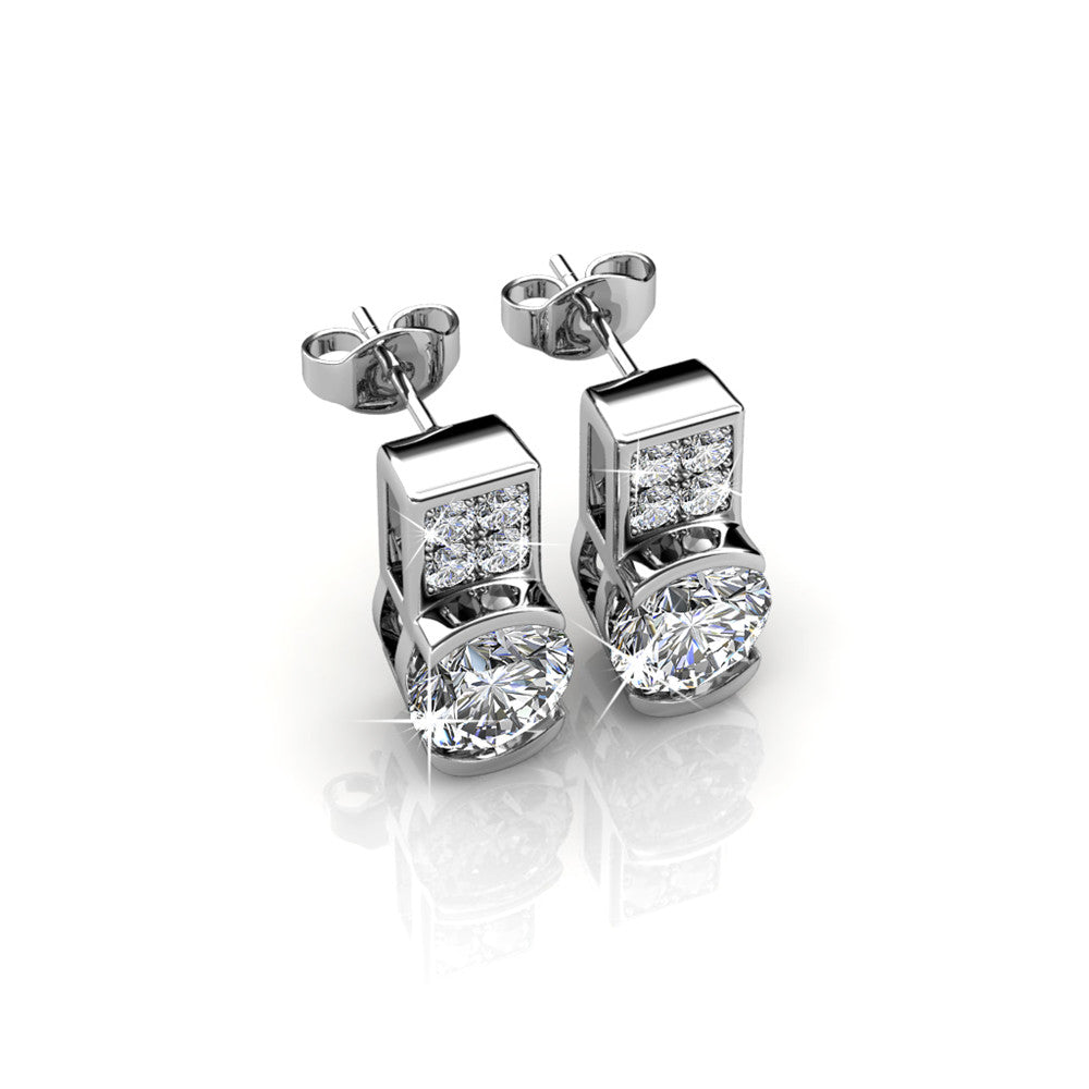 Laya 18k White Gold Plated Stud Earrings with Swarovski Crystals — Final Sale