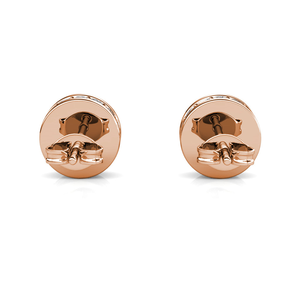 Mae 18k White Gold Plated Stud Earrings with Round Cut Swarovski Crystals