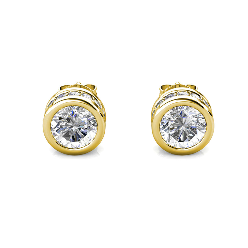 Mae 18k White Gold Plated Stud Earrings with Round Cut Swarovski Crystals