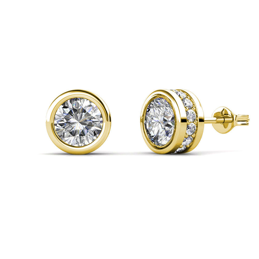 Mae 18k White Gold Plated Stud Earrings with Round Cut Swarovski Crystals