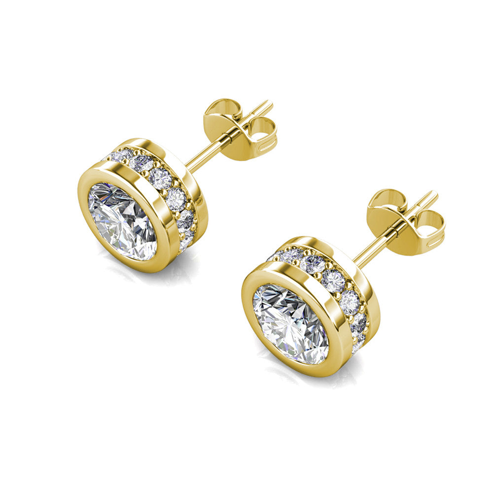Mae 18k White Gold Plated Stud Earrings with Round Cut Swarovski Crystals