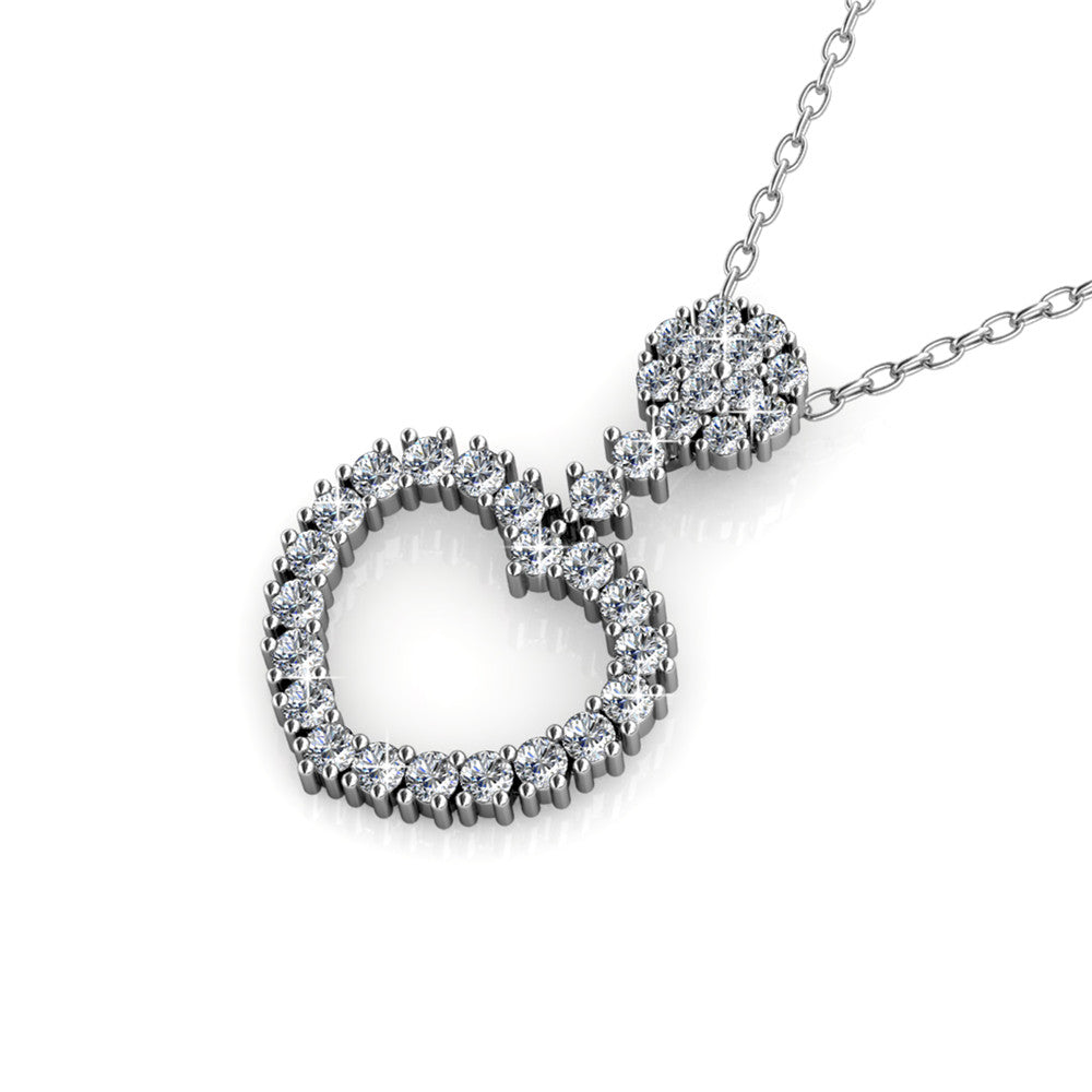 Brynn 18k White Gold Plated Heart Pendant Necklace with Swarovski Crystals