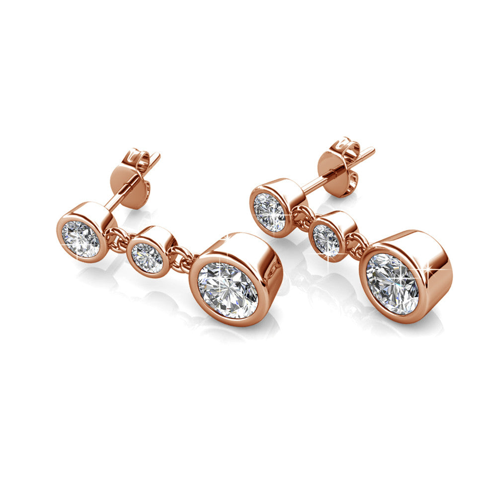 Bailey 18k White Gold Plated Dangle Stud Earrings with Swarovski Crystals