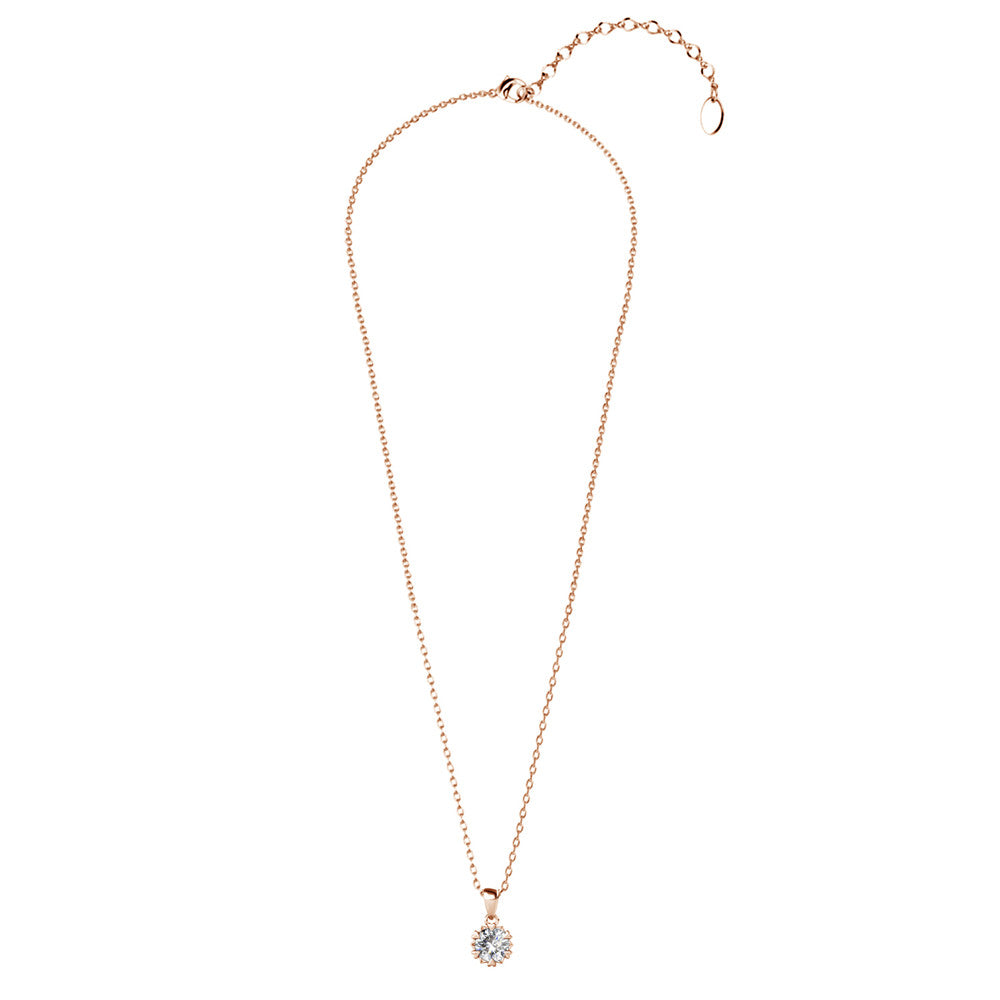 Maggie 18k White Gold Plated Pendant Necklace with Round Cut Solitaire Swarovski Crystal