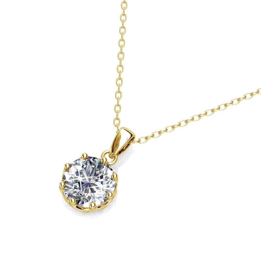 Eden 18k White Gold Plated Pendant Necklace with Solitaire Round Cut Swarovski Crystal