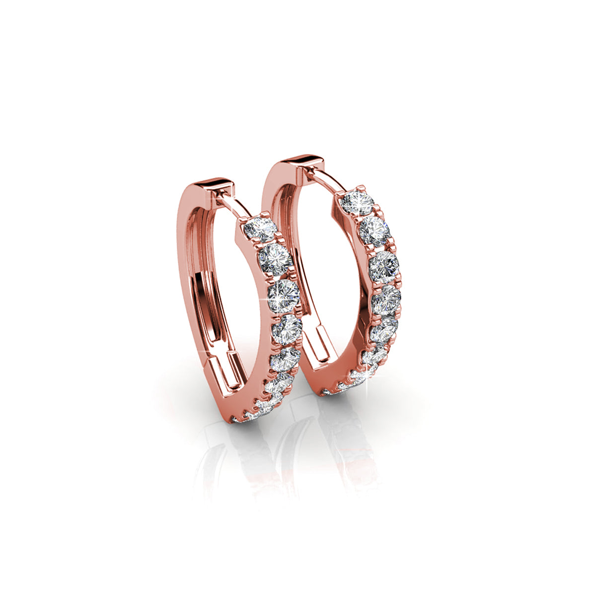 Waverly 18k White Gold Plated 16mm Hoop Earrings with Swarovski Crystals