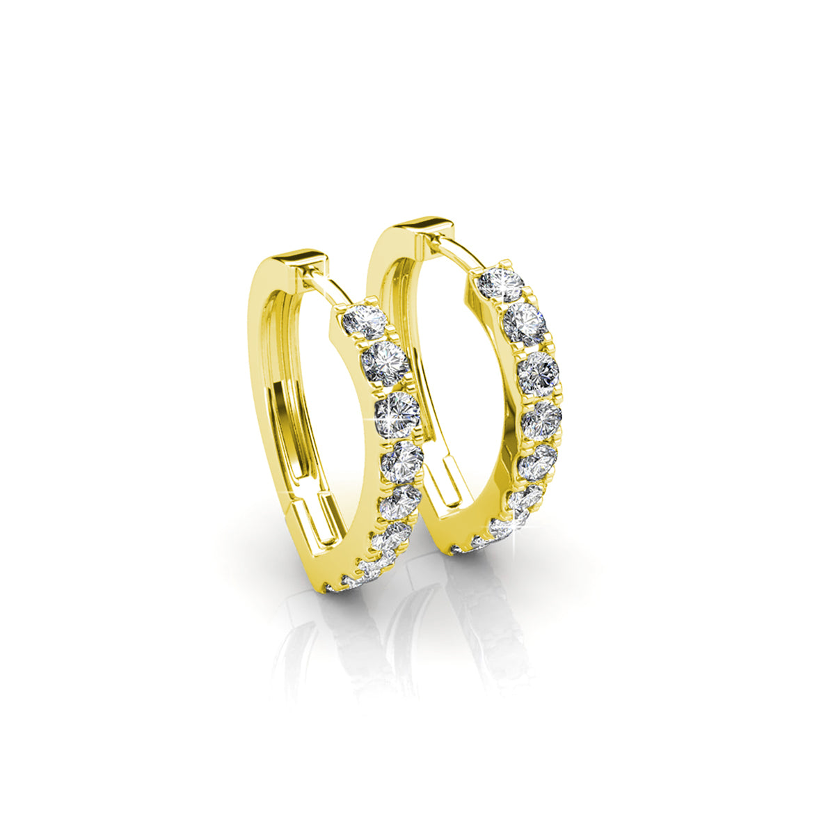 Waverly 18k White Gold Plated 16mm Hoop Earrings with Swarovski Crystals
