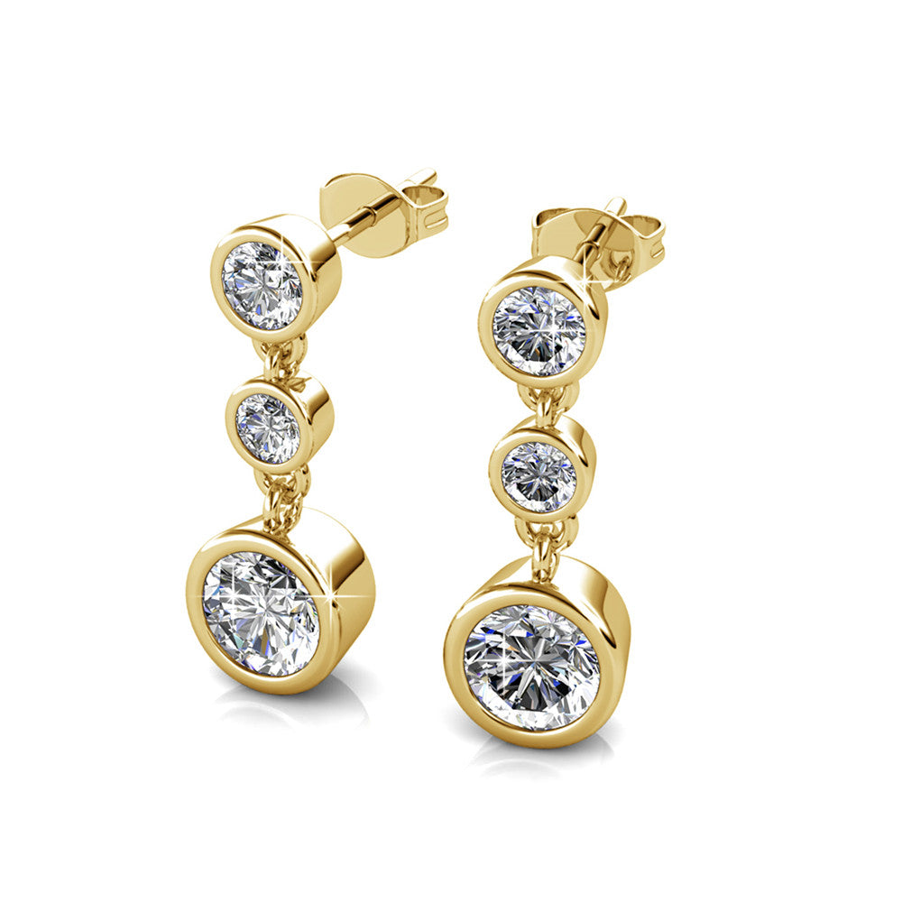 Bailey 18k White Gold Plated Dangle Stud Earrings with Swarovski Crystals