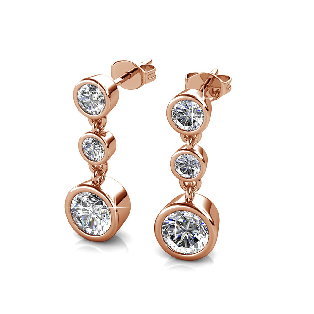 Bailey 18k White Gold Plated Dangle Stud Earrings with Swarovski Crystals