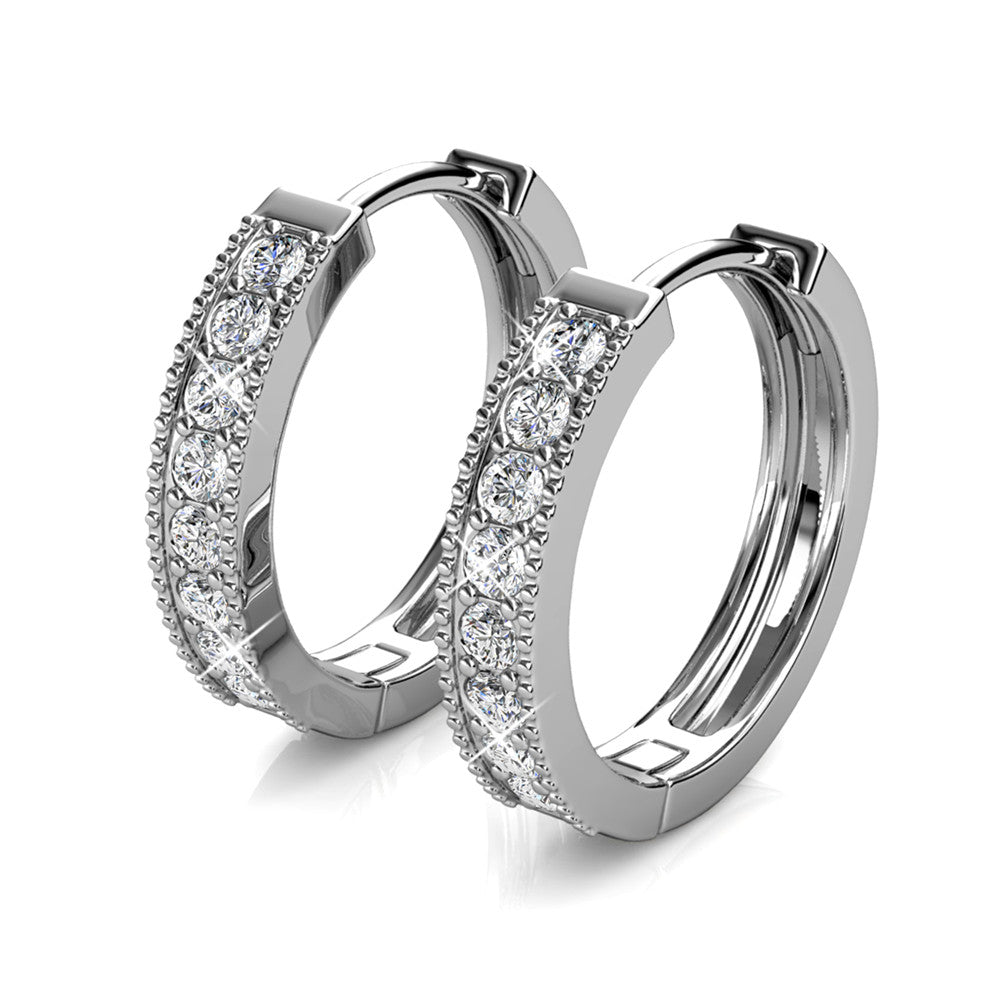 Lydia 18k White Gold Plated 16mm Hoop Earrings with Swarovski Crystals