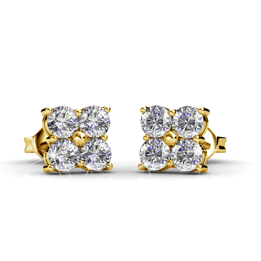 Rae 18k White Gold Stud Earrings with Swarovski Crystals