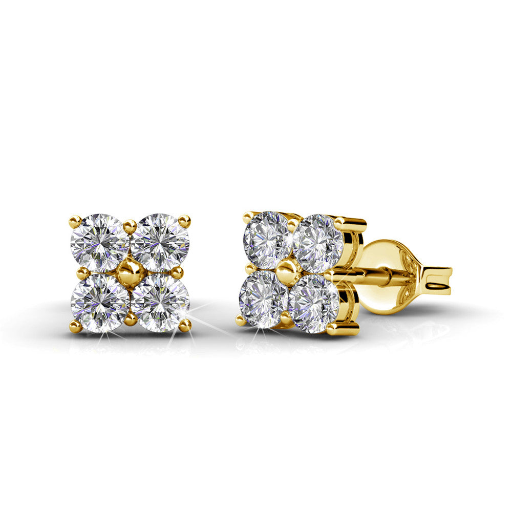 Rae 18k White Gold Stud Earrings with Swarovski Crystals