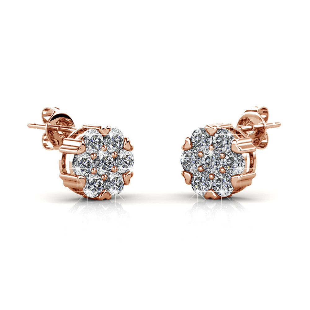 Remy 18k White Gold Plated Stud Earrings with Heart Accents and Swarovski Crystals