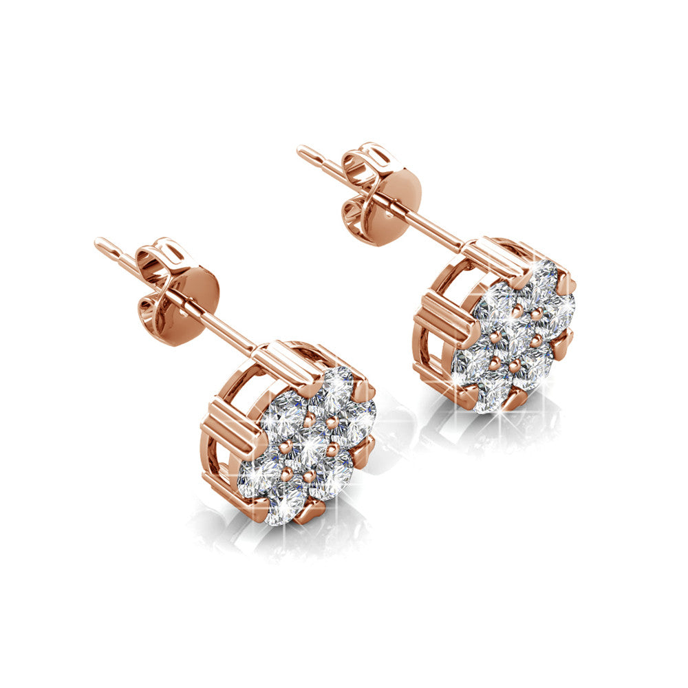 Remy 18k White Gold Plated Stud Earrings with Heart Accents and Swarovski Crystals