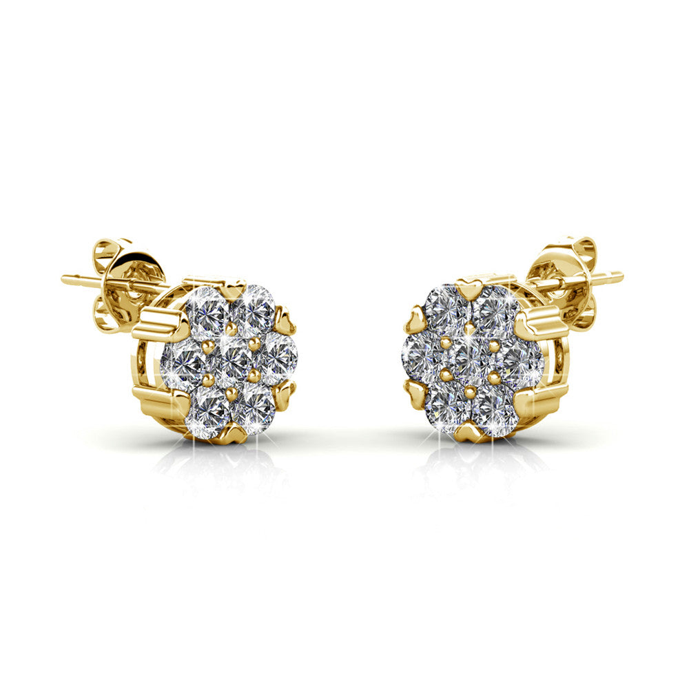 Remy 18k White Gold Plated Stud Earrings with Heart Accents and Swarovski Crystals
