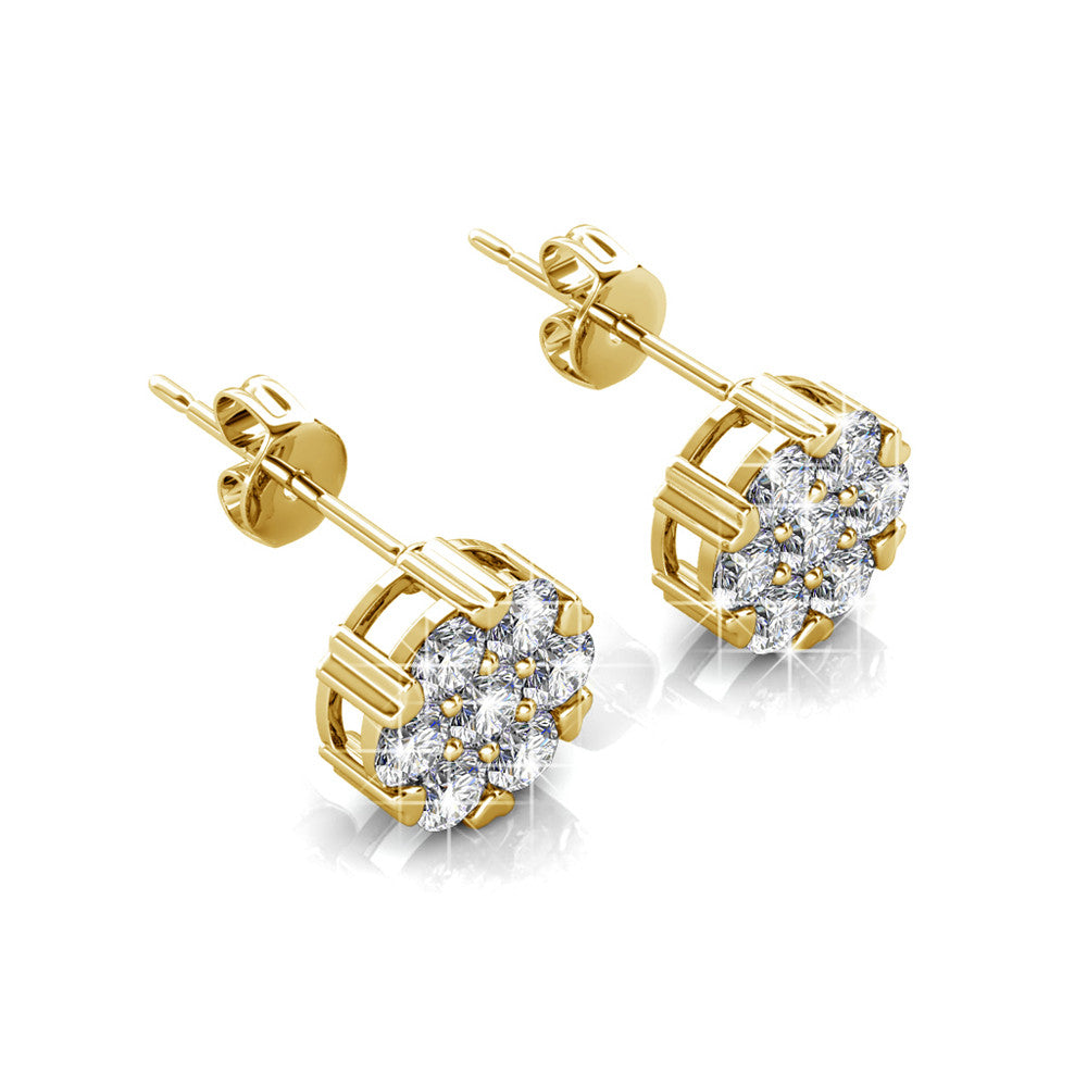 Remy 18k White Gold Plated Stud Earrings with Heart Accents and Swarovski Crystals