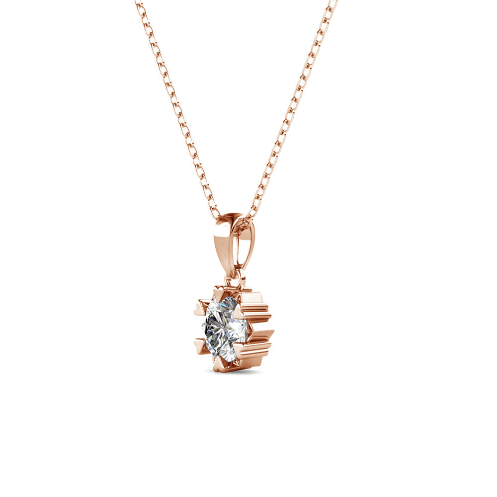 Maggie 18k White Gold Plated Pendant Necklace with Round Cut Solitaire Swarovski Crystal