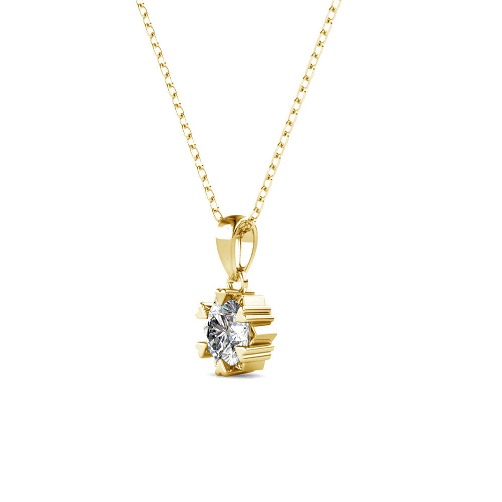 Maggie 18k White Gold Plated Pendant Necklace with Round Cut Solitaire Swarovski Crystal