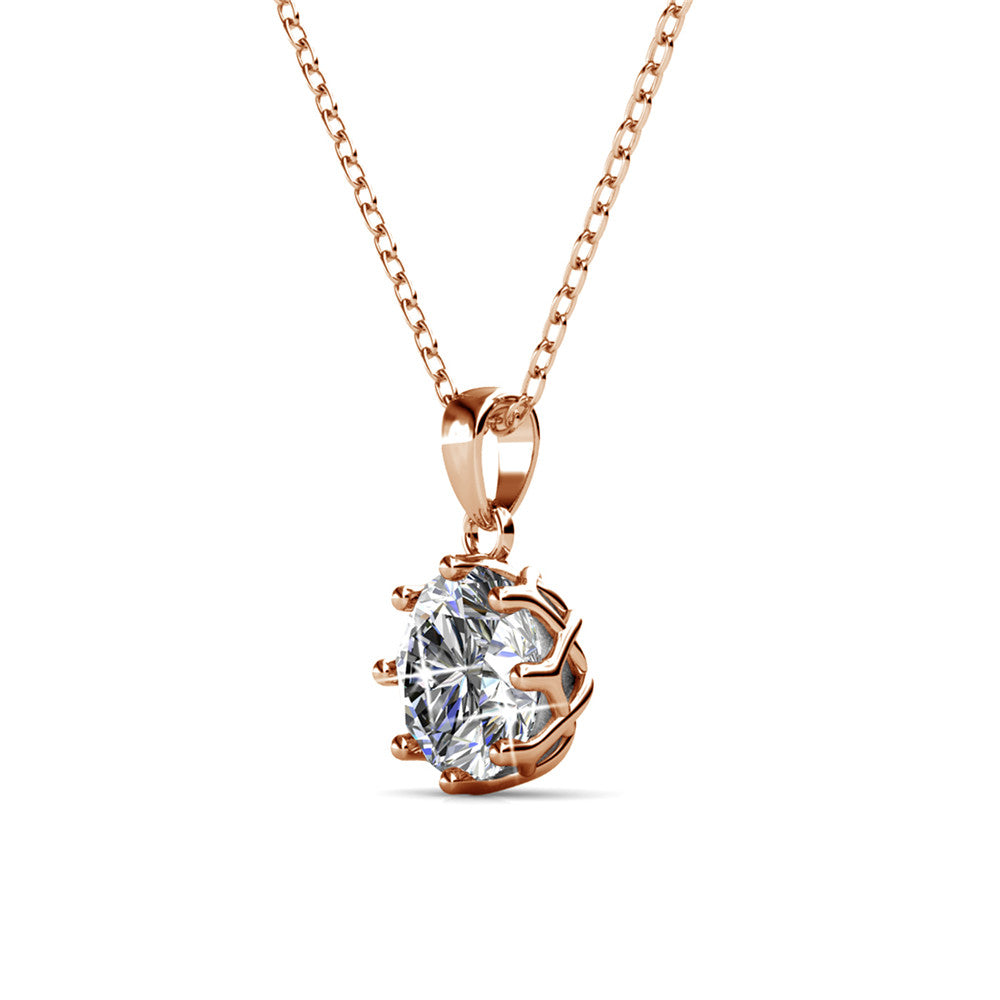 Eden 18k White Gold Plated Pendant Necklace with Solitaire Round Cut Swarovski Crystal