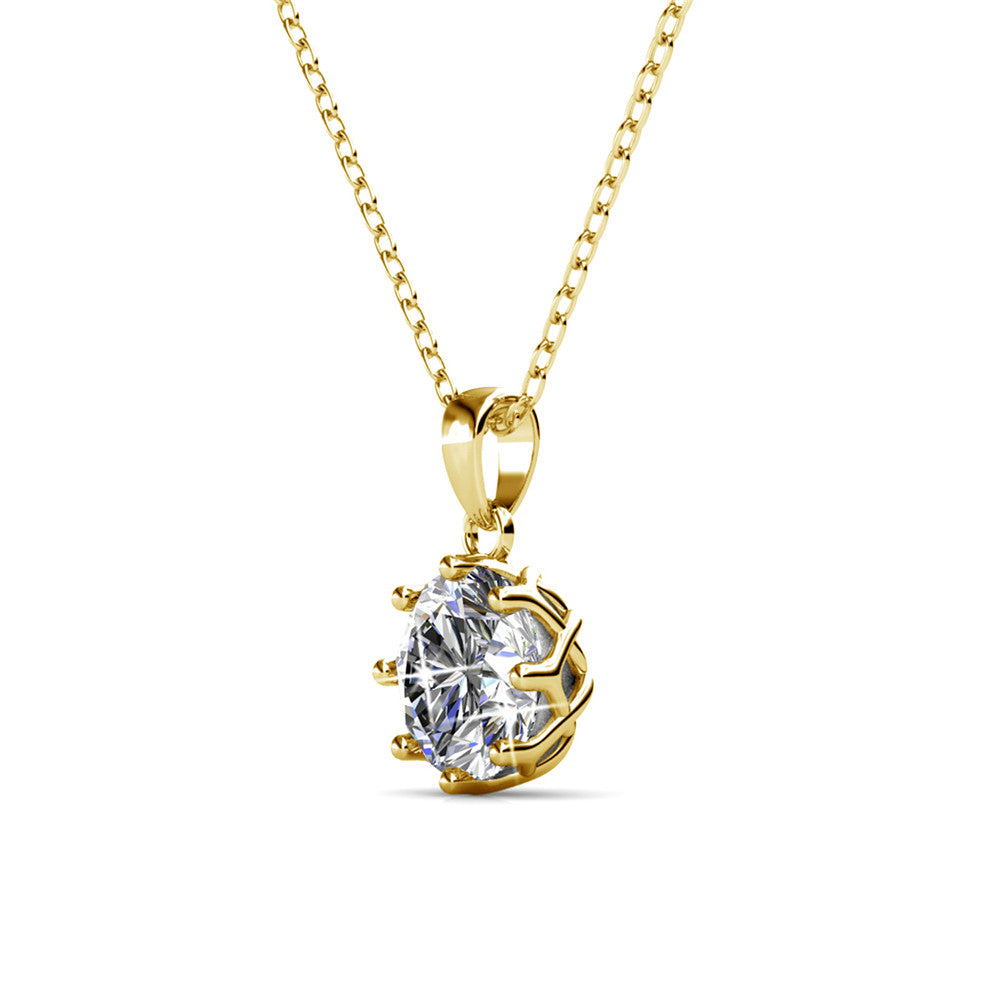 Eden 18k White Gold Plated Pendant Necklace with Solitaire Round Cut Swarovski Crystal