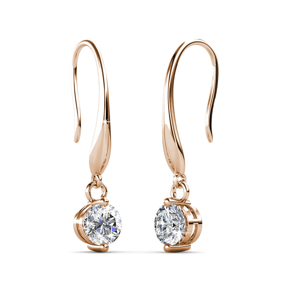 Veronica 18k White Gold Plated Drop Earrings with Swarovski Crystals