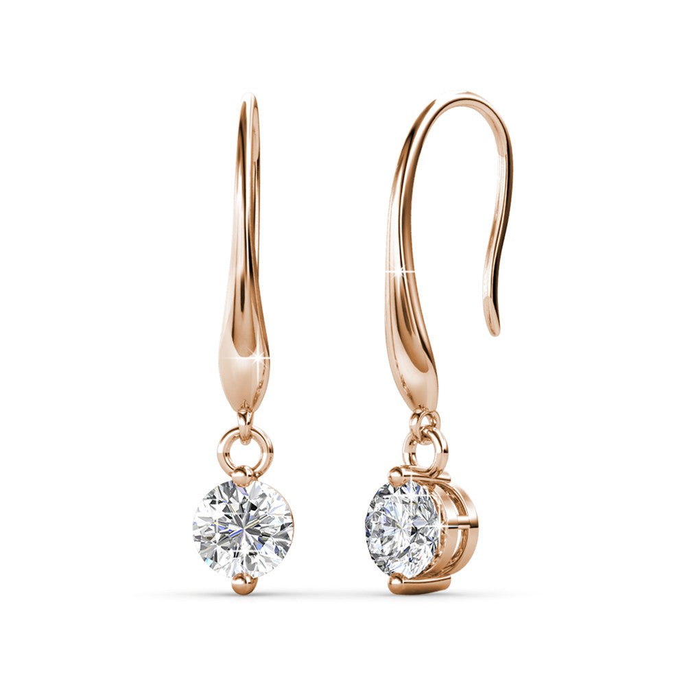 Veronica 18k White Gold Plated Drop Earrings with Swarovski Crystals