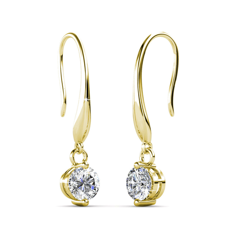 Veronica 18k White Gold Plated Drop Earrings with Swarovski Crystals