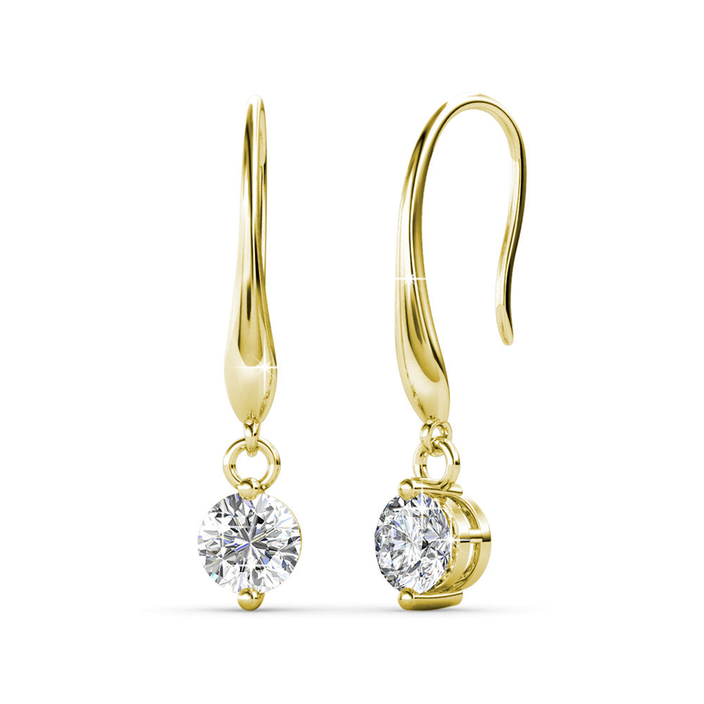 Veronica 18k White Gold Plated Drop Earrings with Swarovski Crystals