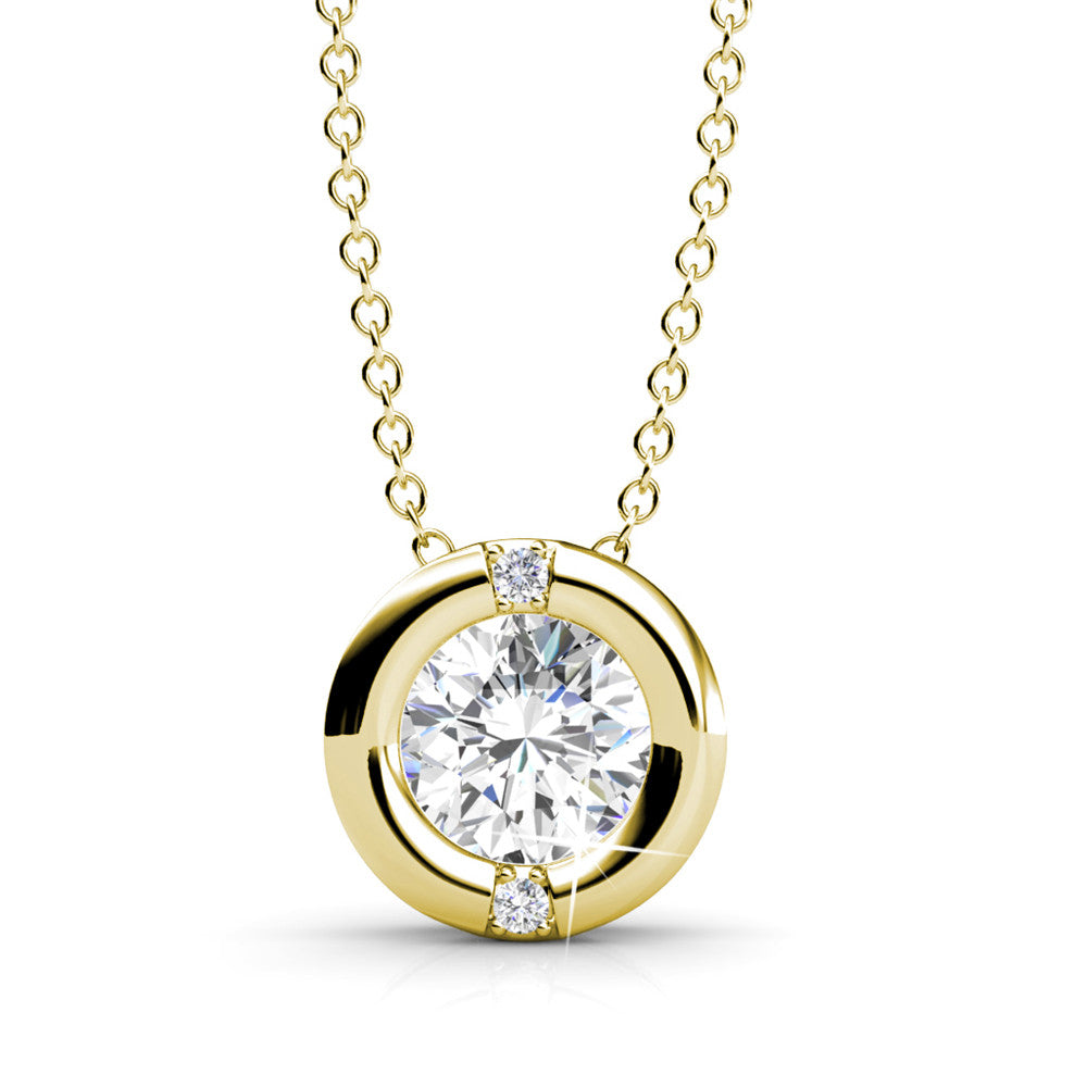 Zara 18k White Gold Plated Pendant Necklace with Sparkling Round-Cut Swarovski Crystals
