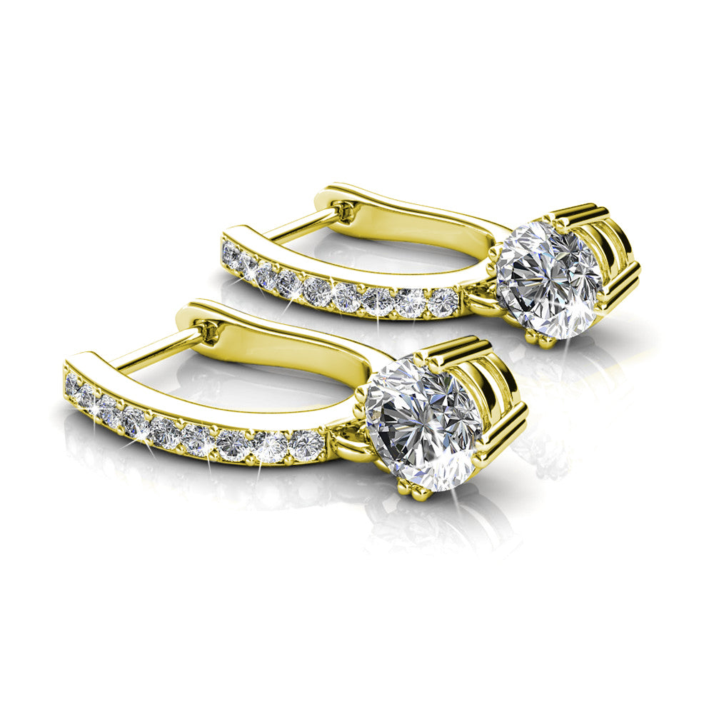 McKenzie 18k White Gold Plated Drop Dangle Earrings with Swarovski Crystals