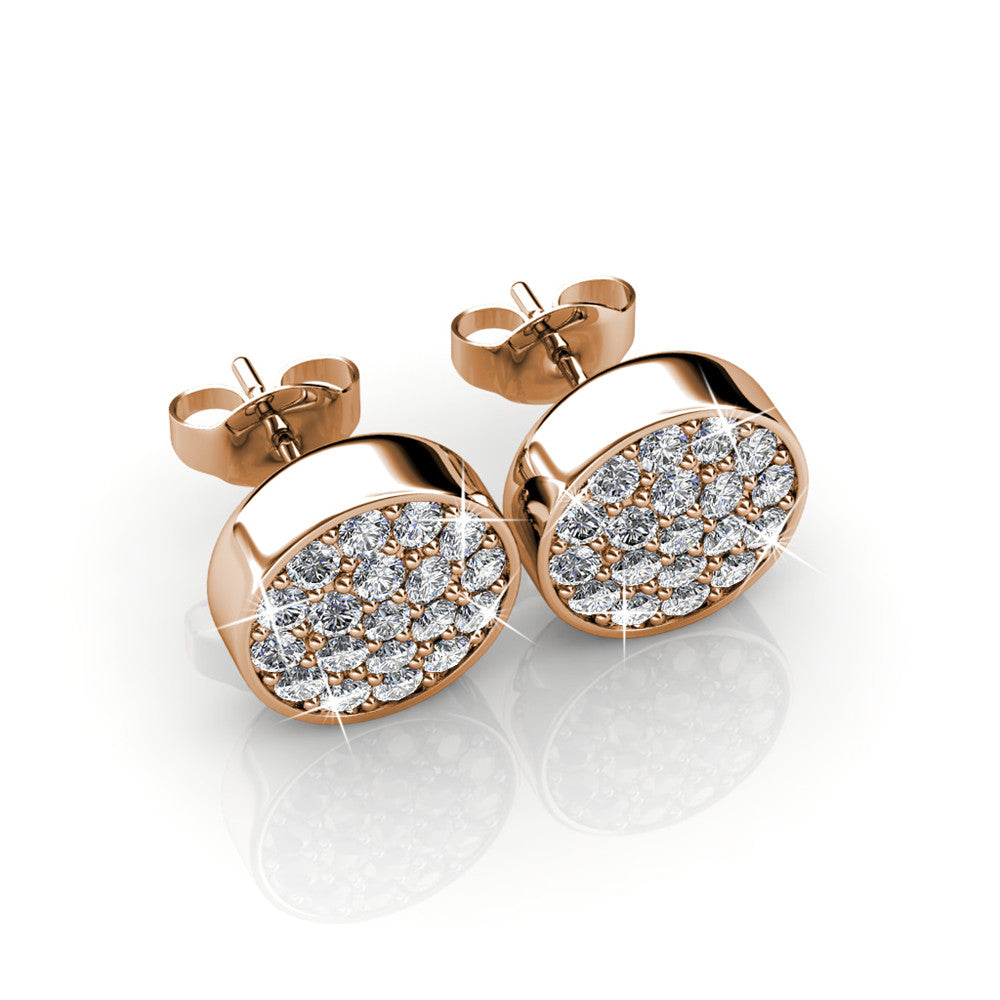 Nelly 18k White Gold Plated Pave Stud Earrings with Swarovski Crystals