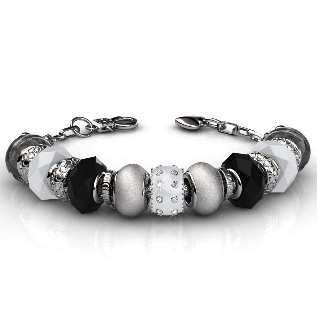 Bracelets,Jewelry,Swarovski - Aurora “Bright” 18k White Gold Plated Swarovski Beaded Bracelet - Black