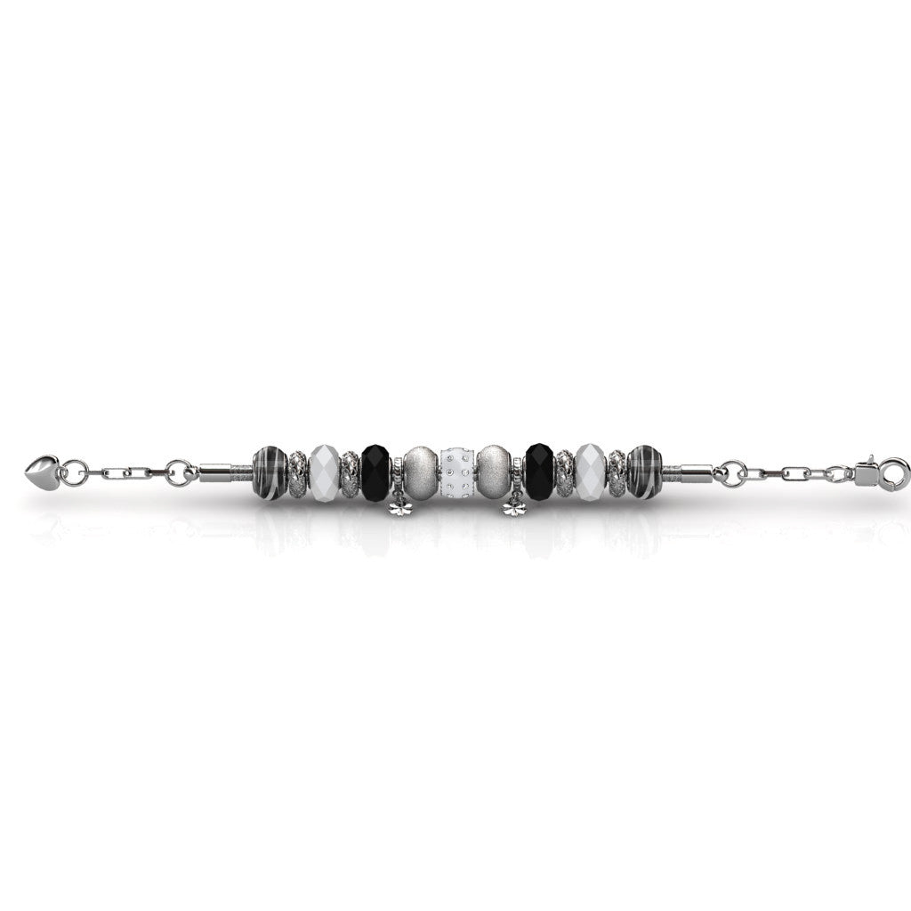 Bracelets,Jewelry,Swarovski - Aurora “Bright” 18k White Gold Plated Swarovski Beaded Bracelet - Black