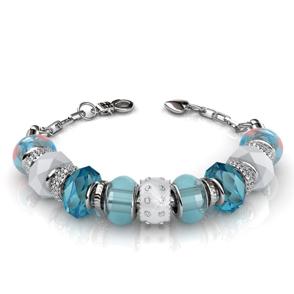 Aurora 18k White Gold Plated Beaded Bracelet with Swarovski Crystals
