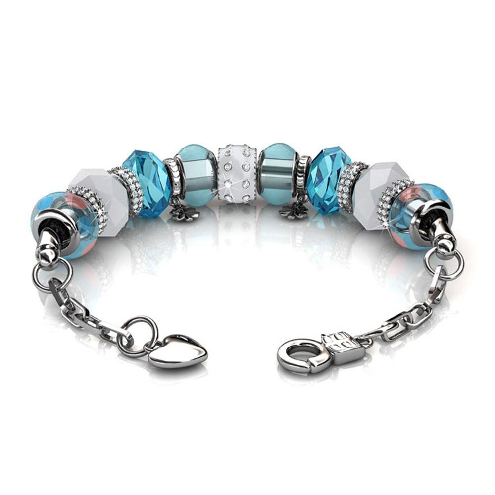 Aurora 18k White Gold Plated Beaded Bracelet with Swarovski Crystals