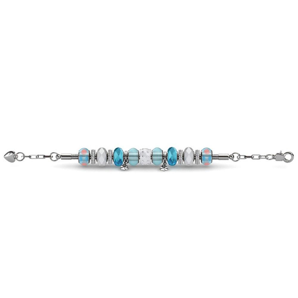 Aurora 18k White Gold Plated Beaded Bracelet with Swarovski Crystals