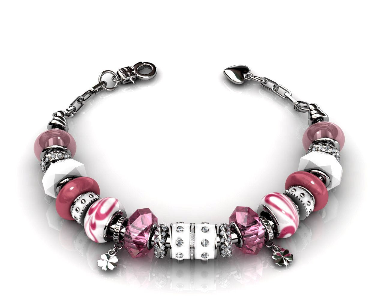 Aurora 18k White Gold Plated Beaded Bracelet with Swarovski Crystals