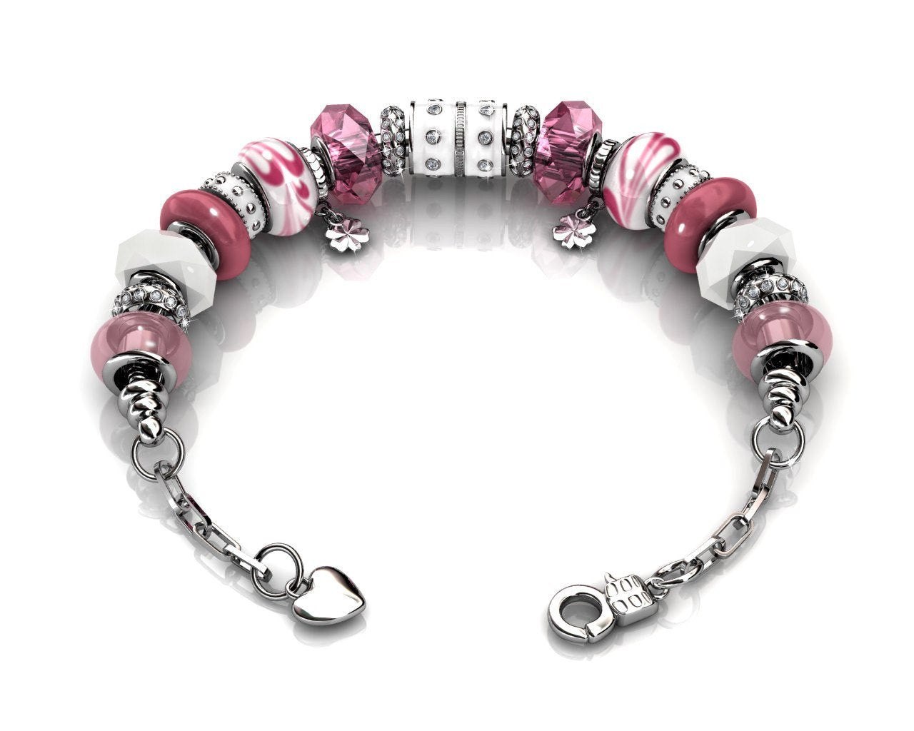 Aurora 18k White Gold Plated Beaded Bracelet with Swarovski Crystals
