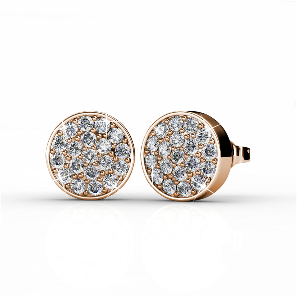 Nelly 18k White Gold Plated Pave Stud Earrings with Crystals