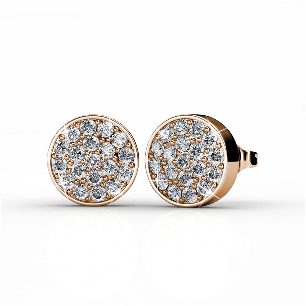 Nelly 18k White Gold Plated Pave Stud Earrings with Swarovski Crystals