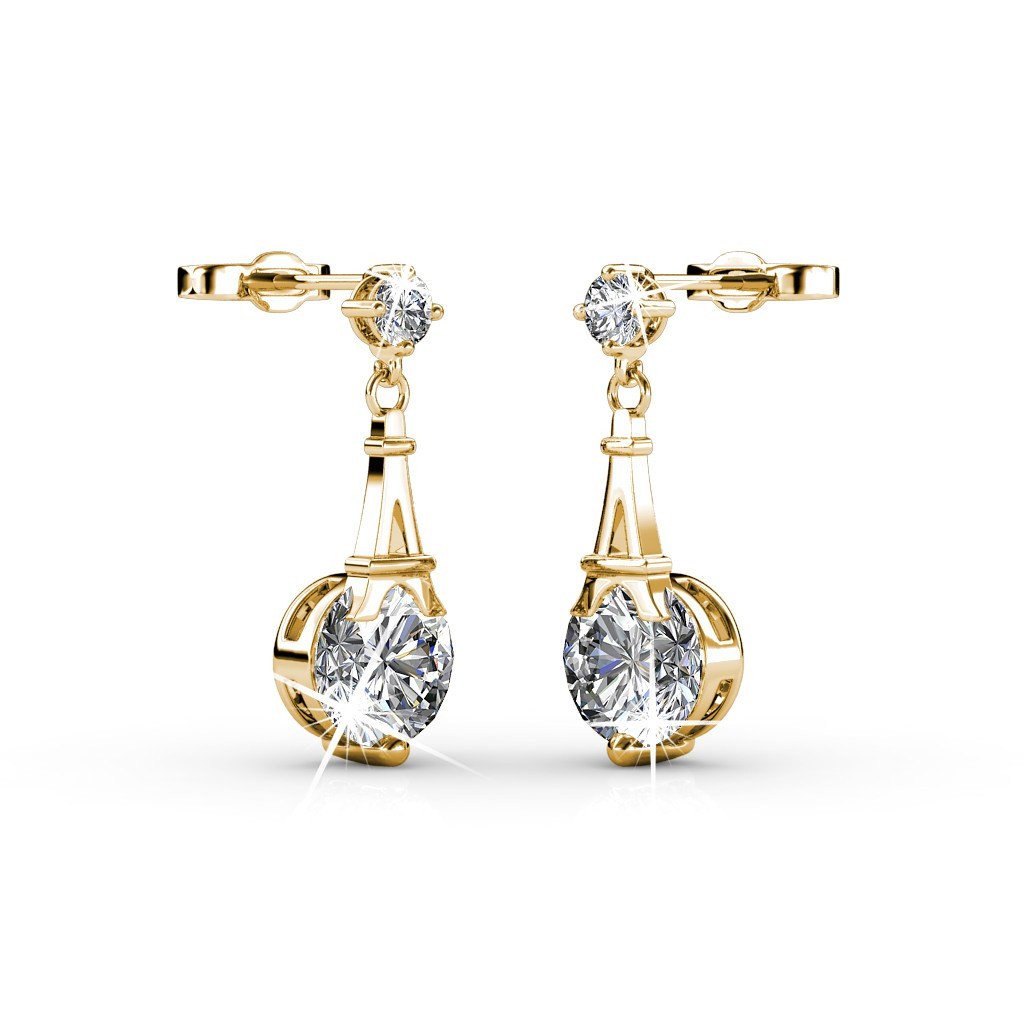 Isla 18k White Gold Plated Dangle Earrings with Round Swarovski Crystals