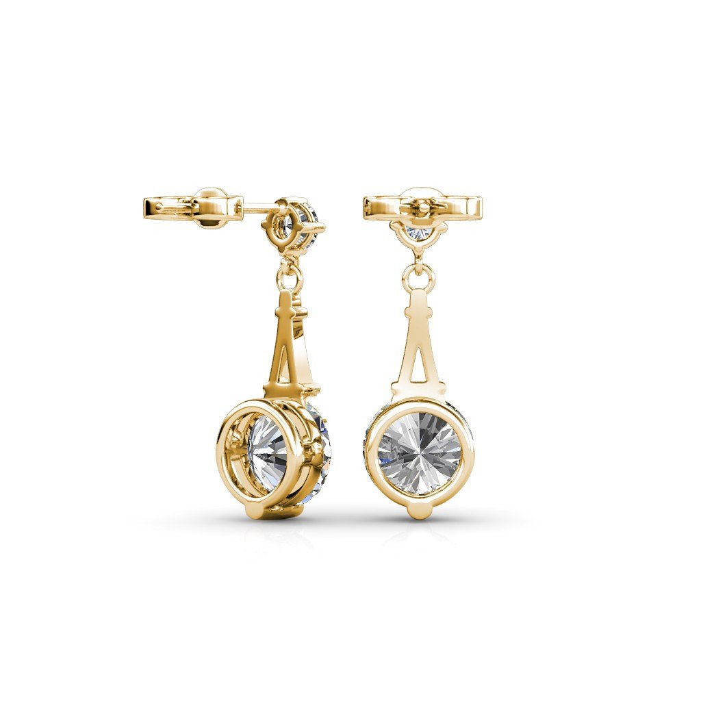Isla 18k White Gold Plated Dangle Earrings with Round Swarovski Crystals