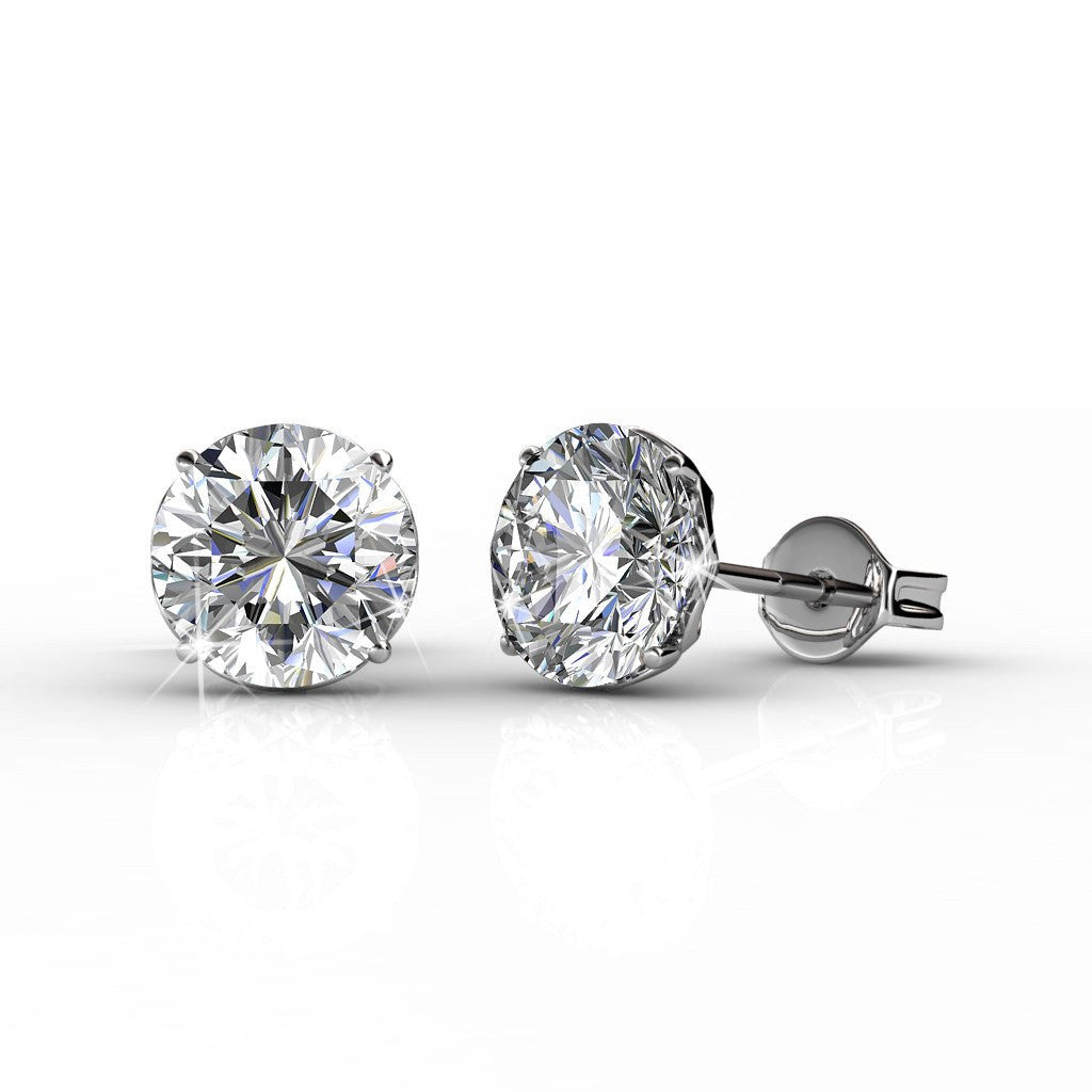 Mallory 18k White Gold Plated Stud Earrings with Swarovski Crystal
