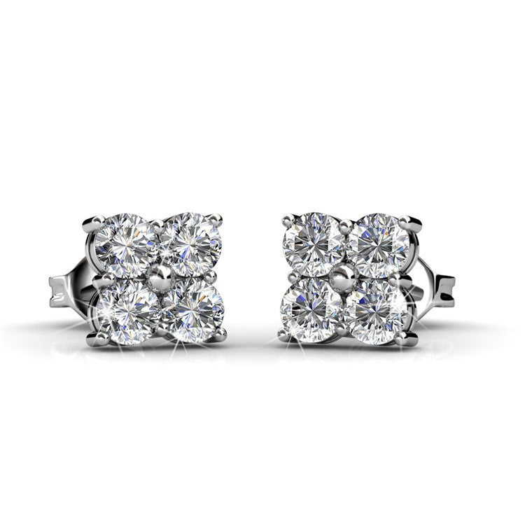 Earrings,Jewelry,Swarovski - Rae “Brilliance” 18k White Gold Swarovski Studs